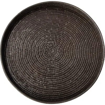 Artifacts Trading Company ™ Artifacts Rattan Round Serving / Ottoman Tray In Black