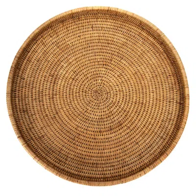 Artifacts Trading Company ™ Artifacts Rattan Round Serving / Ottoman Tray In Brown