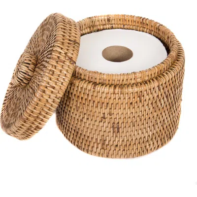 Artifacts Trading Company ™ Artifacts Rattan Round Single Tissue Roll Box In Brown