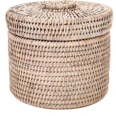 Artifacts Trading Company ™ Artifacts Rattan Round Single Tissue Roll Box In Pink