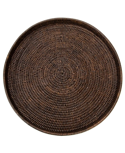 Artifacts Trading Company Artifacts Rattan Round Tray In Coffee Bean