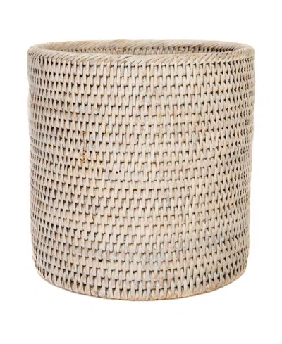 Artifacts Trading Company Artifacts Rattan Round Waste Basket In Off-white
