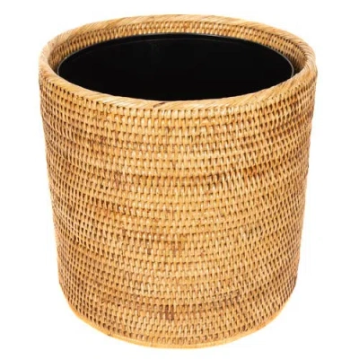 Artifacts Trading Company ™ Artifacts Rattan Round Waste Basket With Metal Liner In Brown