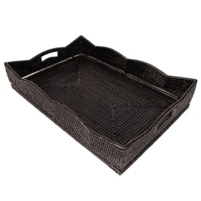Artifacts Trading Company ™ Artifacts Rattan Scallop Collection Rectangular Tray In Black