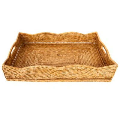 Artifacts Trading Company ™ Artifacts Rattan Scallop Collection Rectangular Tray In Brown