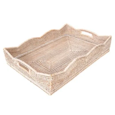 Artifacts Trading Company ™ Artifacts Rattan Scallop Collection Rectangular Tray In Pink