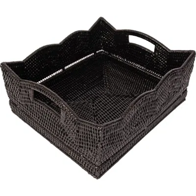 Artifacts Trading Company ™ Artifacts Rattan Scallop Collection Shelf Basket In Black