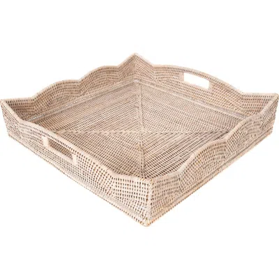 Artifacts Trading Company ™ Artifacts Rattan Scallop Collection Square Tray With Cutout Handles In Neutral