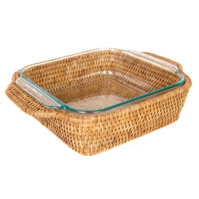 Artifacts Trading Company ™ Artifacts Rattan Square Baker Basket, With Pyrex In Brown