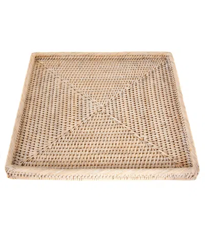 Artifacts Trading Company Artifacts Rattan Round Tray In Off-white