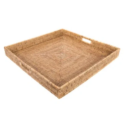 Artifacts Trading Company ™ Artifacts Rattan Square Serving Tray With Cutout Handles In Brown
