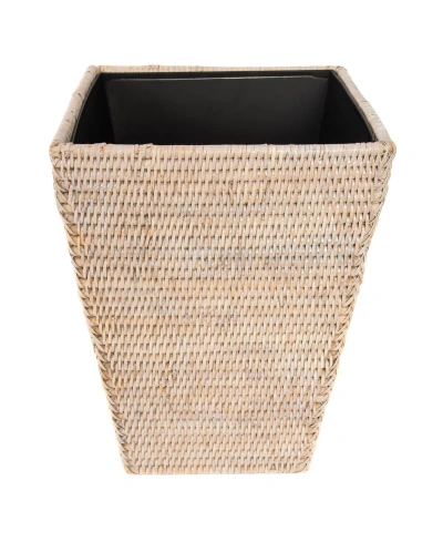 Artifacts Trading Company Artifacts Rattan Square Tapered Waste Basket In Open White