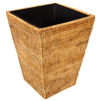 Artifacts Trading Company ™ Artifacts Rattan Square Tapered Waste Basket With Metal Liner In Brown