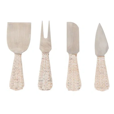 Artifacts Trading Company ™ Artifacts Rattan Stainless-steel Cheese Knives (set Of 4) In Neutral