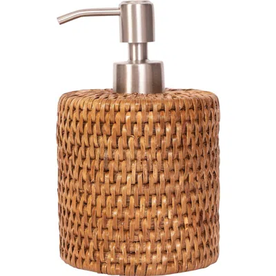 Artifacts Trading Company ™ Artifacts Rattan Stainless Steel Polished Finish Soap Pump Dispenser In Brown