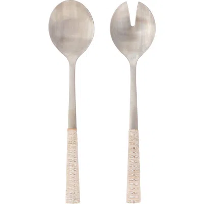 Artifacts Trading Company ™ Artifacts Rattan Stainless-steel Serving Pieces (set Of 2) In Neutral