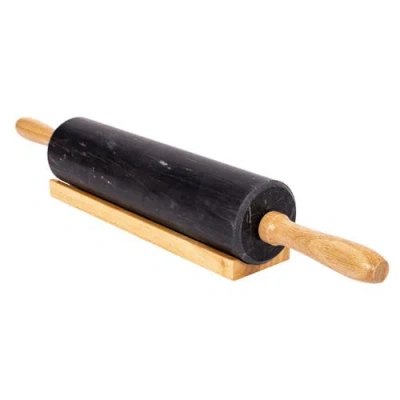 Artifacts Trading Company ™  Marble Rolling Pin With Wooden Handles In Black