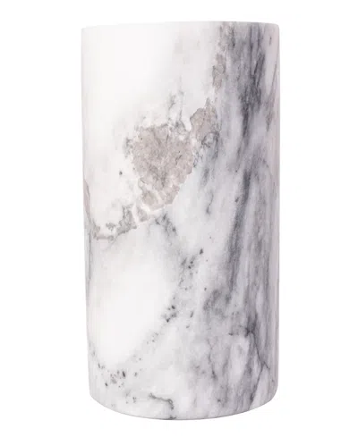 Artifacts Trading Company Marble Cylinder Wine Cooler, 4.5" X 7" In White Matte