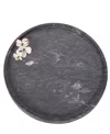 Artifacts Trading Company Marble Round Tray, 14" X 0.3" In Black Matte