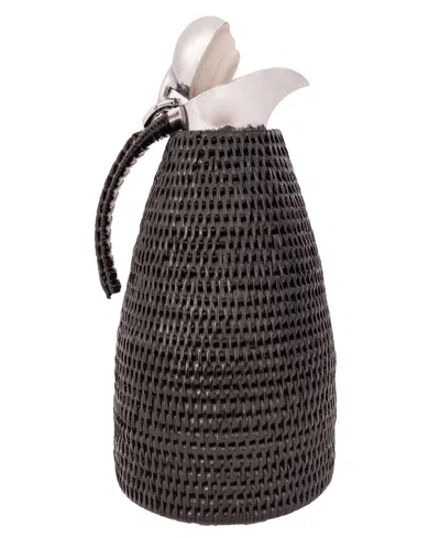 Artifacts Trading Company Rattan 1.5 Liter Stainless Steel Thermos In Tudor Black