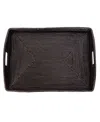 Artifacts Trading Company Rattan Rectangular Ottoman Tray With High Handles In Tudor Black