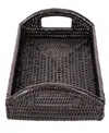 Artifacts Trading Company Rattan Rectangular Vanity Tray With High Handles In Tudor Black
