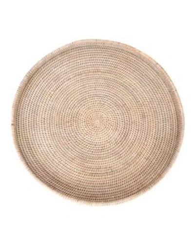 Artifacts Trading Company Rattan Round Tray Collection In Off-white