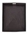 Artifacts Trading Company Rattan Square Ottoman Tray With Cutout Handles In Tudor Black