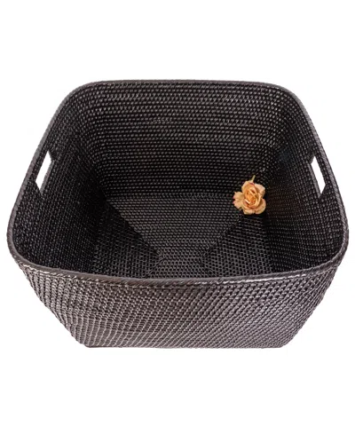 Artifacts Trading Company Saboga Home Family Basket With Cutout Handle In Tudor Black