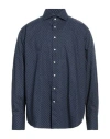 Artigiano Asoni Man Shirt Midnight Blue Size 17 Cotton In Blue