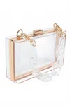 Artini Accessories Women's Lucite Chain Handle Stadium Box Clutch In Clear In Multi