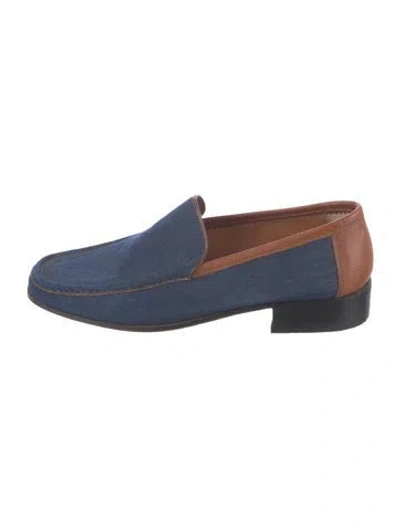 Pre-owned Artioli Denim Colorblock Pattern Loafers In Blue