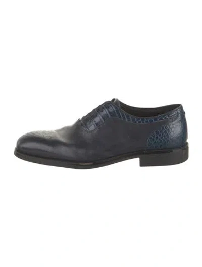Pre-owned Artioli Leather Animal Print Oxfords In Blue