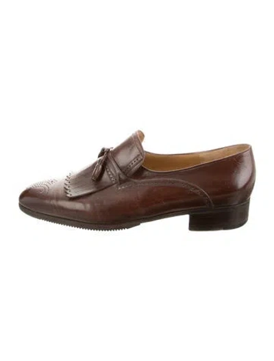 Pre-owned Artioli Leather Dress Loafers In Brown