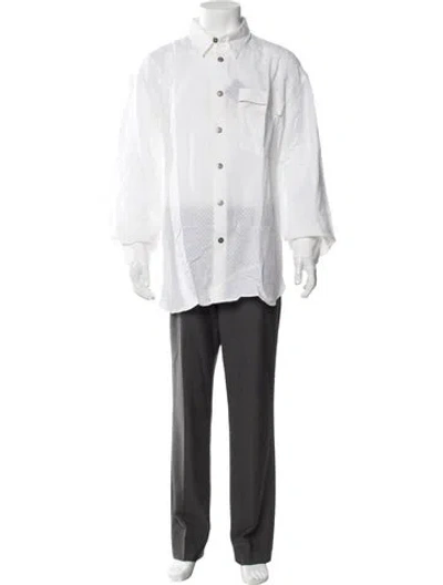 Pre-owned Artioli Linen Long Sleeve Dress Shirt In White