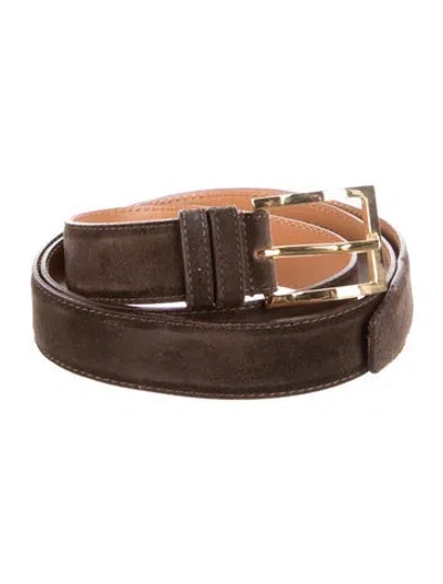 Pre-owned Artioli Skinny Suede Belt In Brown