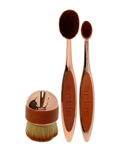 Artis Women's 3pc Rose Gold Elite Brush Set In Brown