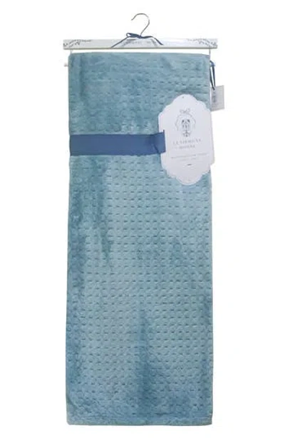 Artisan 34 Solid Textured Square Throw Blanket In Blue