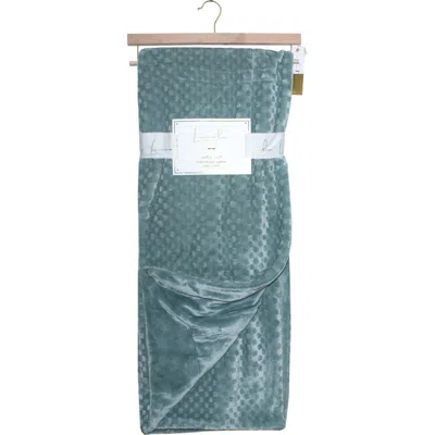 Artisan 34 Solid Textured Square Throw Blanket In Green