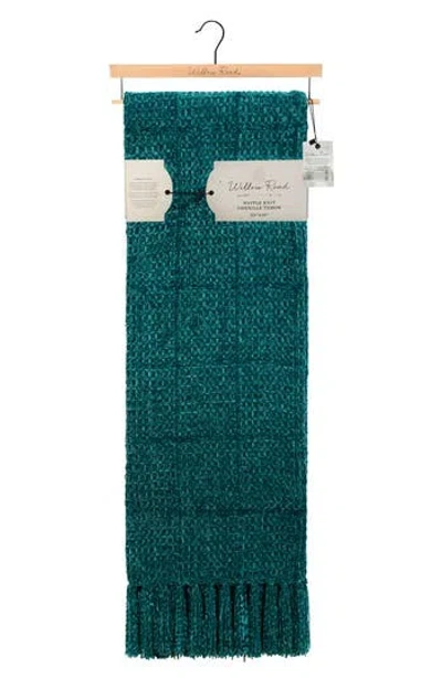 Artisan 34 Waffle Knit Chenille Throw Blanket In Green