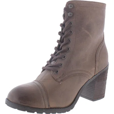 Artisan By Zigi Brigitte Womens Leather Zipper Combat & Lace-up Boots In Brown