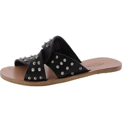Artisan By Zigi Narla Womens Leather Embellished Slide Sandals In Black