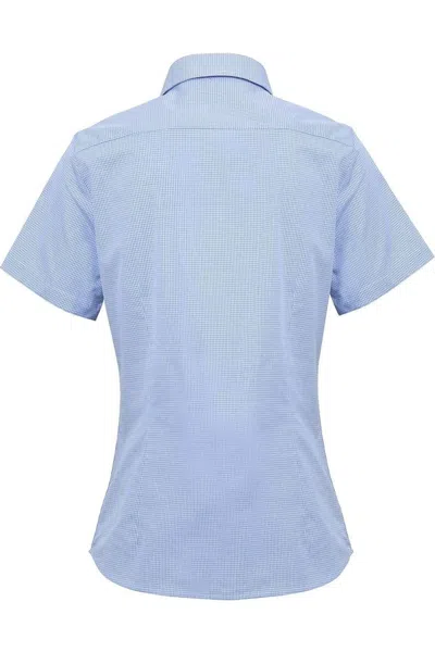 Artisan Collection By Reprime Women's Microcheck Gingham Short Sleeve Cotton Dress Shirt In Blue