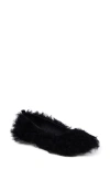 Artisan Crafted By Zigi Quincy Faux Fur Flat In Black Leather