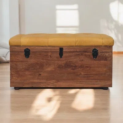 Artisan Furniture Buffalo Hide Caramel Storage Trunk In Tan
