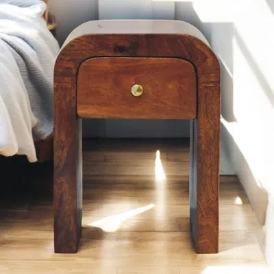 Artisan Furniture Mini Darcy Chestnut Nightstand With Curved Edges In Brown