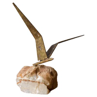 Pre-owned Artisan House Mid Century Curtis Jere Bird In Flight Sculpture On Stone For  In Brown