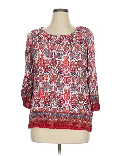 Pre-owned Artisan Ny 3/4 Sleeve Blouse In Red