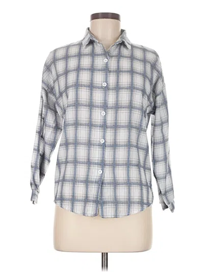 Pre-owned Artisan Ny 3/4 Sleeve Button Down Shirt In Gray