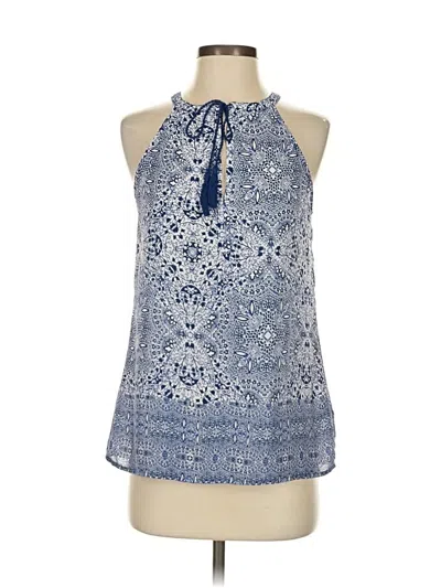 Pre-owned Artisan Ny Tank Top Blue Halter Neckline Tops